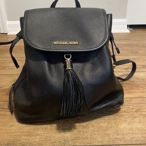 Drawstring and Tassel Black Michael Kora Backpack